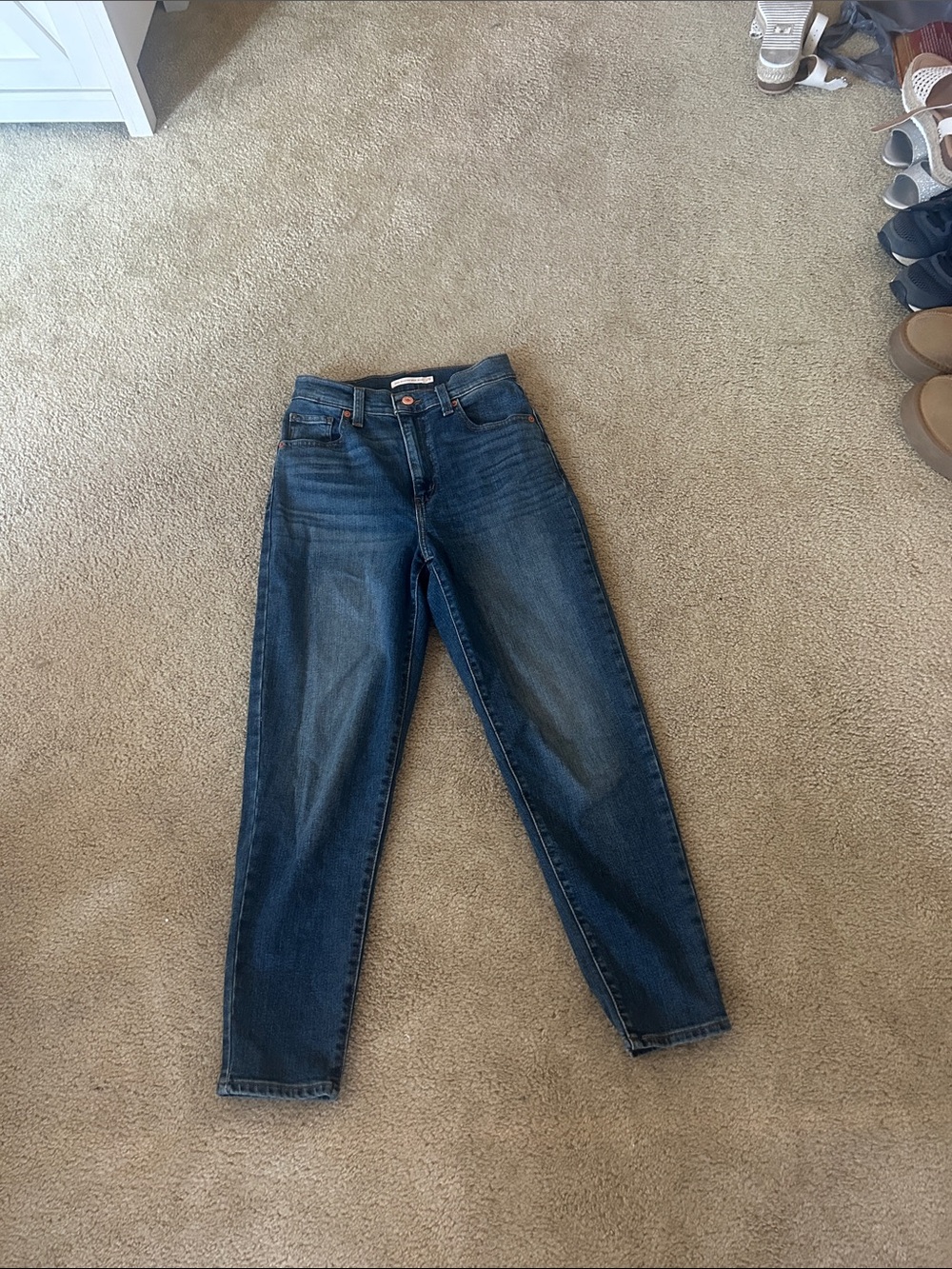 Levi's High-Rise Straight Jeans — Dark Blue Wash